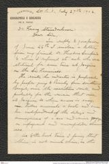 Nachlass Franz Steindachner, Brief von Orville Adelbert Derby an Franz Steindachner (27.07.1902), Inv.Nr. 104.02, Seite 1